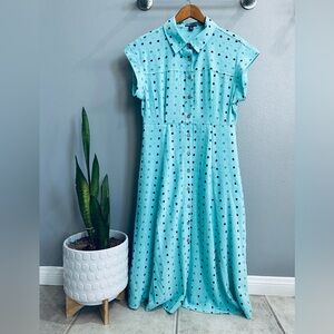 Nina Leonard Collard Button-Front Midi Shirt Dress